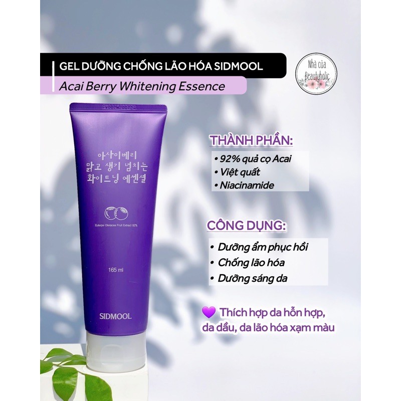 Gel dưỡng da SIDMOOL ACAI BERRY WHITENING ESSENTIAL