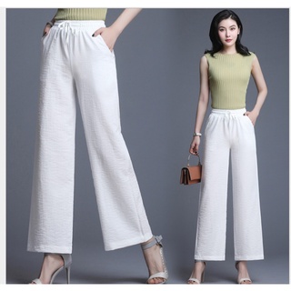 Quần ống suông nữ lưng cao ống rộng bigsize màu đen vải xốp thái Lilyka QD05