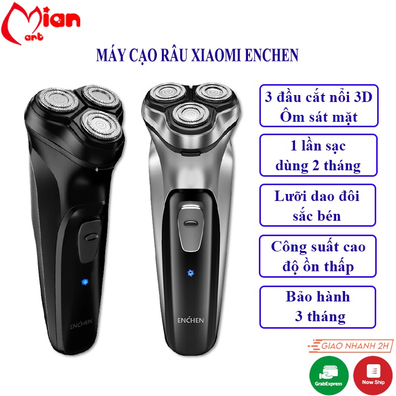 Máy cạo râu Xiaomi ENCHEN Blackstone -Đầu dao nổi 3D an toàn, chống gỉ -Dao cạo tự mài sắc-Sạc pin tiện dụng -Mian Mart