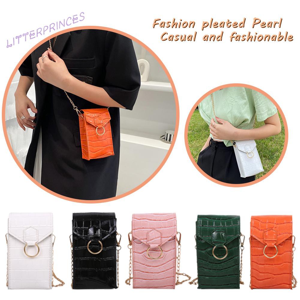 Litterprinces Fashion Women PU Stone Pattern Crossbody Bag Casual Chain Mini Flap Purse