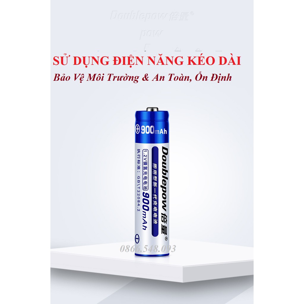 Bộ 2 Pin tiểu Sạc AAA 900mAh Doublepow | Pin đũa AAA - Doublepow AAA 900mAh