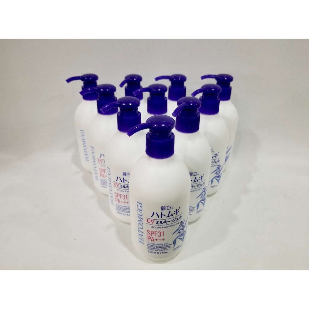 Sữa dưỡng thể Hatomugi trắng da chống nắng Nhật Bản Hatomugi uv milky gel SPF31 PA +++ 250ml