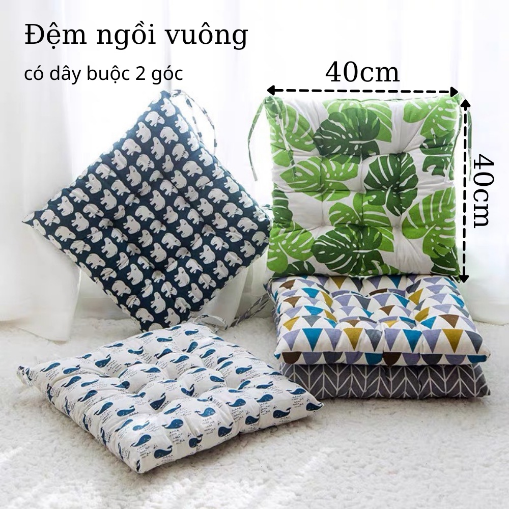 Đệm Ngồi Bệt, Đệm Lót Ghế M2T Bedding Bông Mềm Êm Ái Vải Canvas Kích Thước 40x40cm