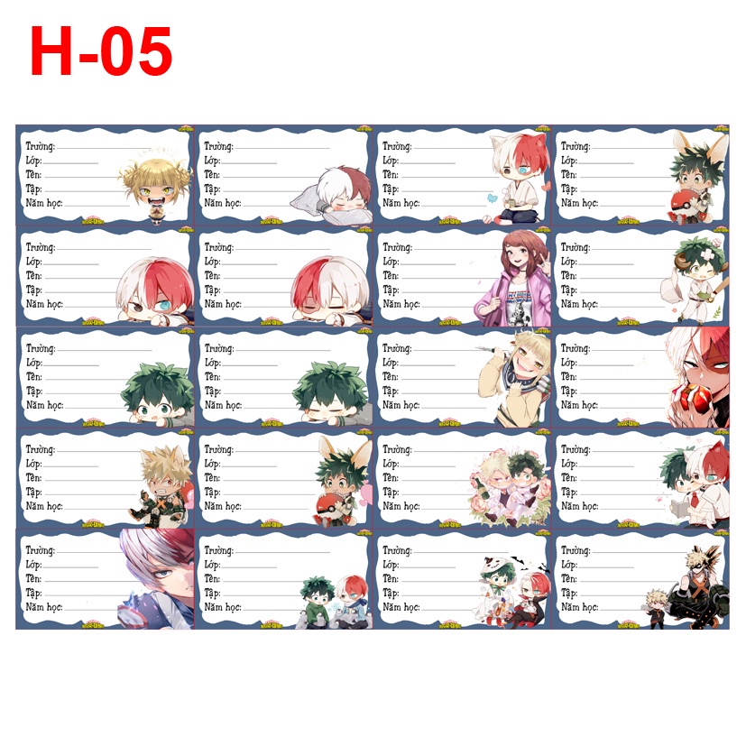 Nhãn vở anime MY HERO ACADEMIA
