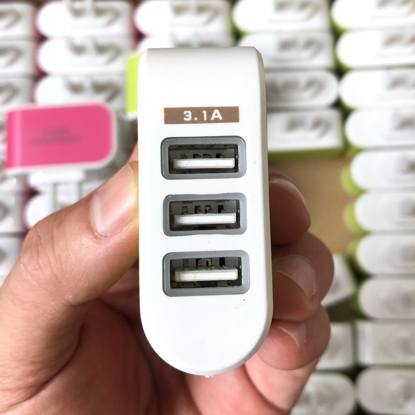 Củ Sạc 3 Cổng🍁𝙎𝙞𝙚̂𝙪 𝘽𝙚̂̀𝙣🍁Ổ Cắm Usb Đa Năng Hàng Chính Hãng Gồm 3 Cổng Tiện Ích Khi Sạc Nhiều Thiết Bị