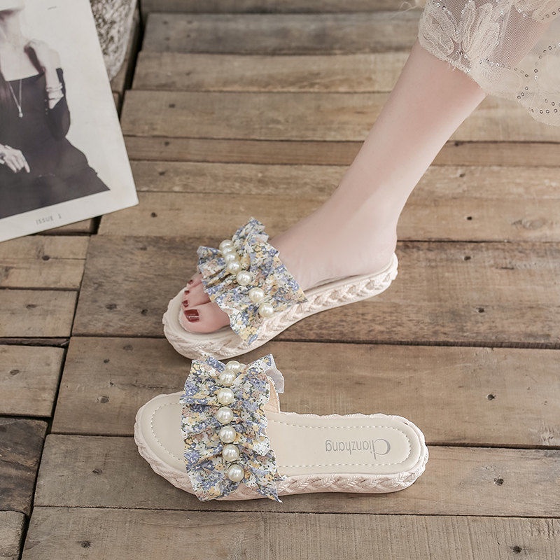 Dép Sandal Đế Dày Mềm Đính Hoa Thời Trang Dành Cho Nữ
