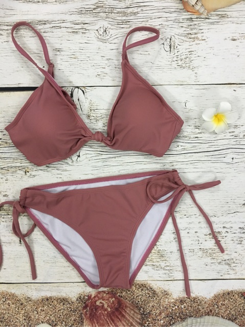 Đồ bơi bikini áo nút giữa ngực cạp thấp siêu tôn dáng, 7 màu | WebRaoVat - webraovat.net.vn