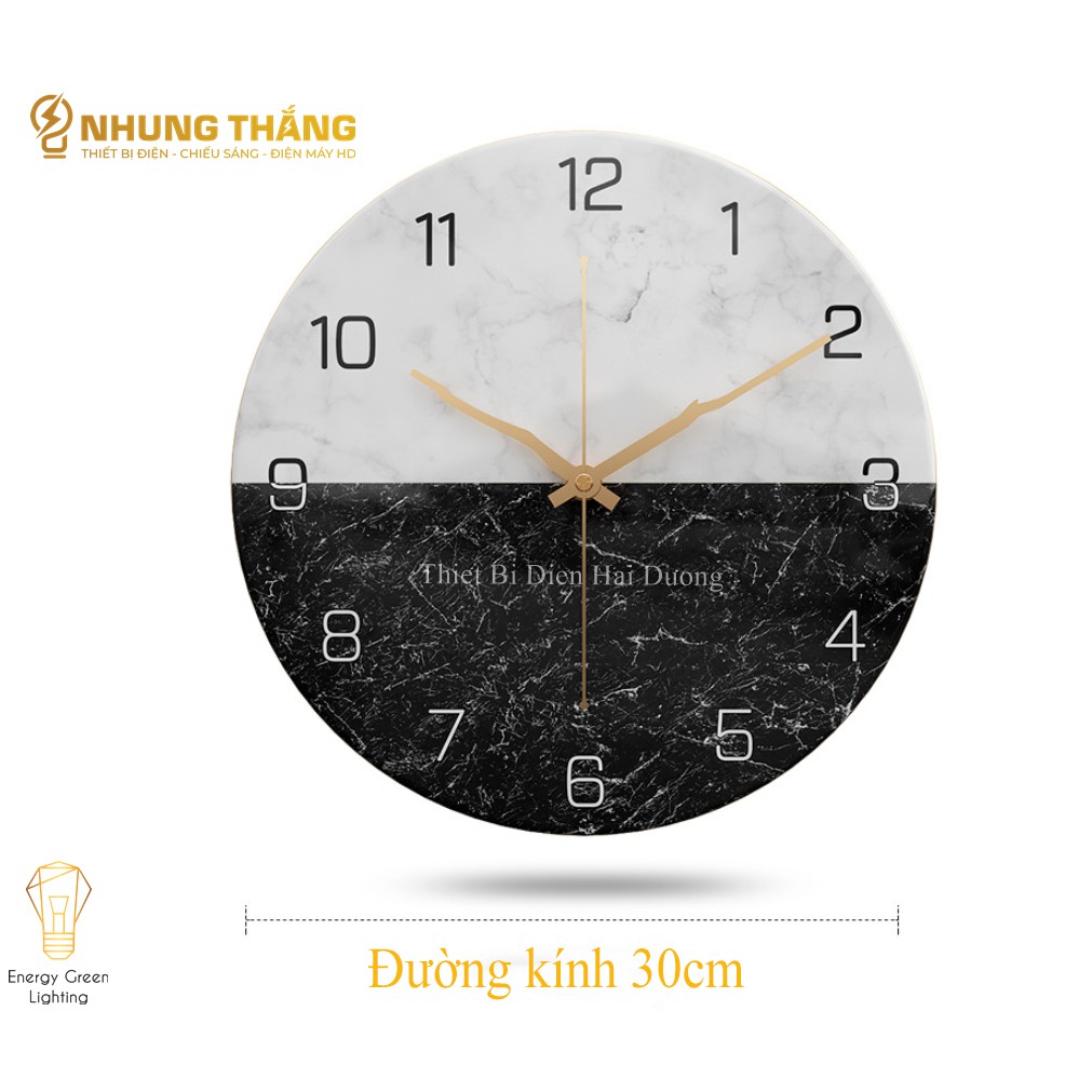 Đồng Hồ Treo Tường DH-90 - Đồng Hồ Kim Trôi - 6 Mẫu - Mặt Giả Vân Đá Cẩm Thạch Cao Cấp - Decor Căn Phòng Sang Trọng