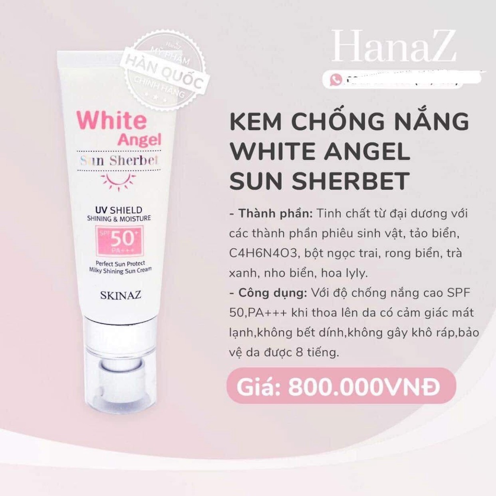 KEM CHỐNG NẮNG WHITE ANGEL SKINAZ HÀN QUỐC 70ML