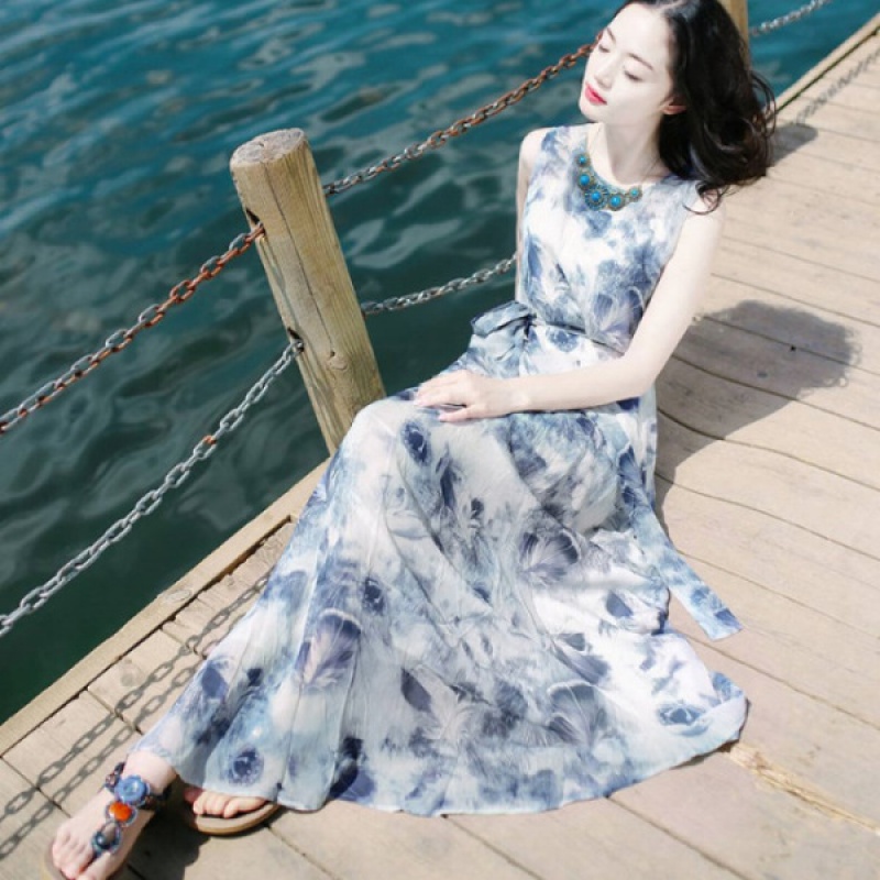Đầm Dài Không Tay Phong Cách Bohemian Mẫu Mới 2022 AT1087