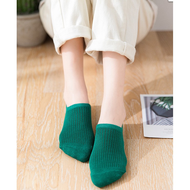 Bộ 10 đôi tất lười cotton gân tăm nữ chống hôi chân