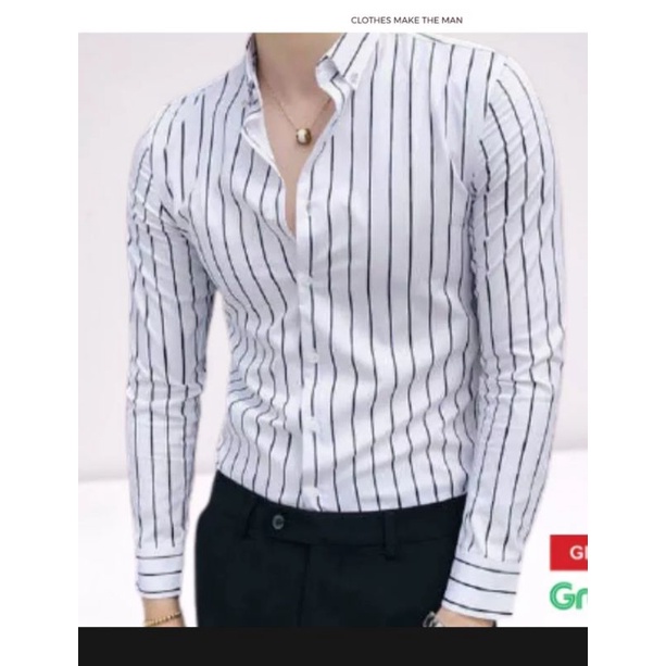 Áo sơ mi kẻ sọc chất lụa Thái cao cấp, chống nhăn, form body Hàn Quốc