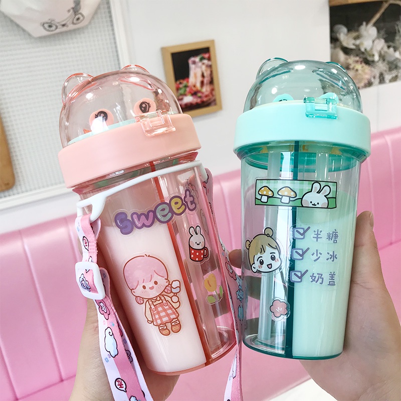 Bình nước tai gấu 2 ngăn phong cách sáng tạo