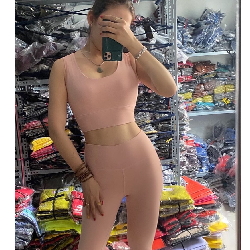 Đồ tập gym nữ, set bộ thể thao quần dài áo bra kèm mút Bin Sports BD076