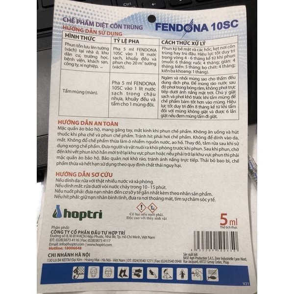 Combo: 05 gói Fendona 10SC 5ml - Chuyên gia diệt gián và côn trùng (Đức)