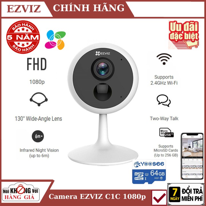 CAMERA wifi ezviz C1C CS-C1C-D0-1D2WFR 1080P , đàm thoại 2 chiều , theo dõi chuyển động , camera ip , camera giám sát