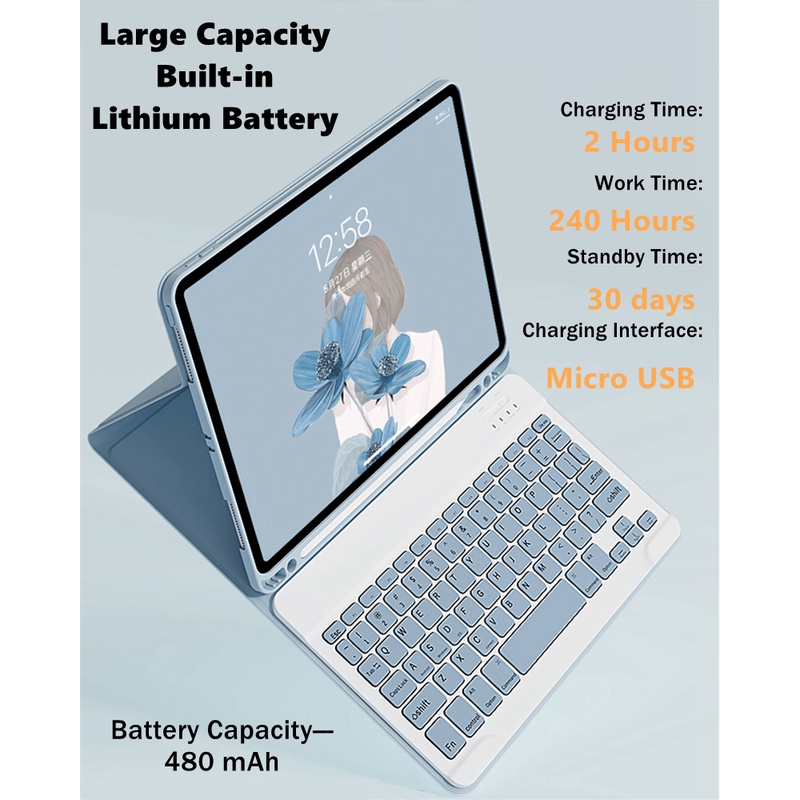 Bao Da Máy Tính Bảng Bằng Silicon Mềm Tích Hợp Bàn Phím Bluetooth Không Dây Có Ngăn Đựng Bút Cho iPad 10.2 9th Air4