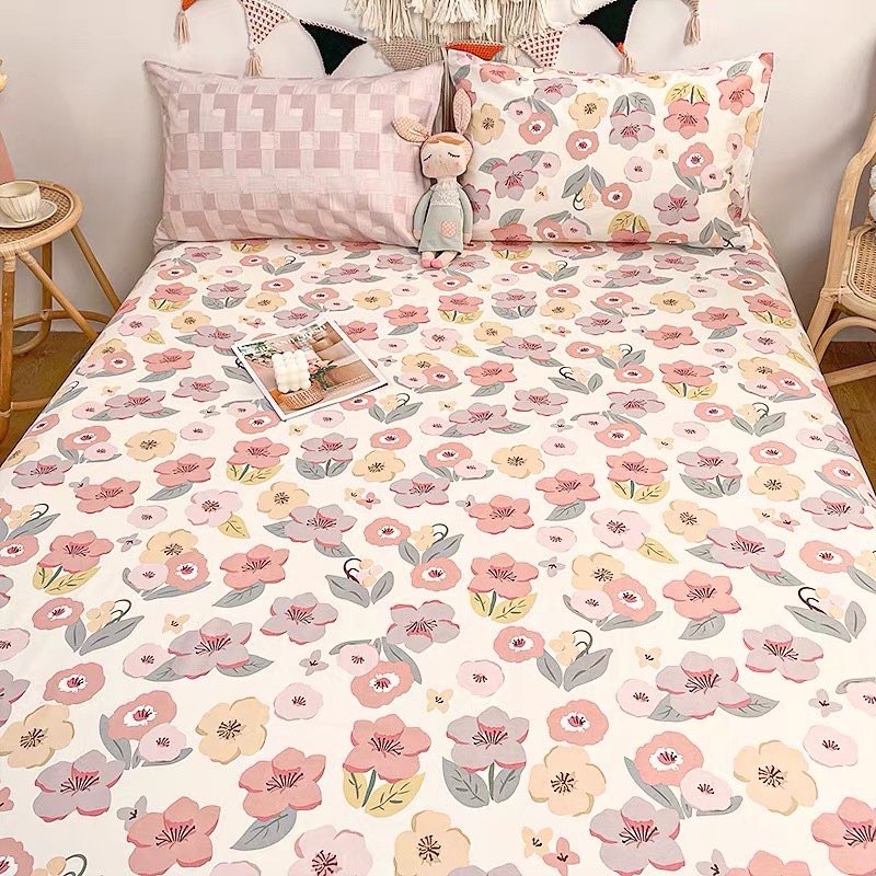 Ga Gối Cotton 100% Hàng Nhập Khẩu Cao Cấp 3 Món Hoa Nhí Vintage