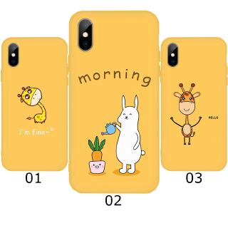 Ốp lưng nền vàng in hình động vật đáng yêu cho điện thoại iPhone XS Max XR 8 7 6s 6 Plus 5 5S SE