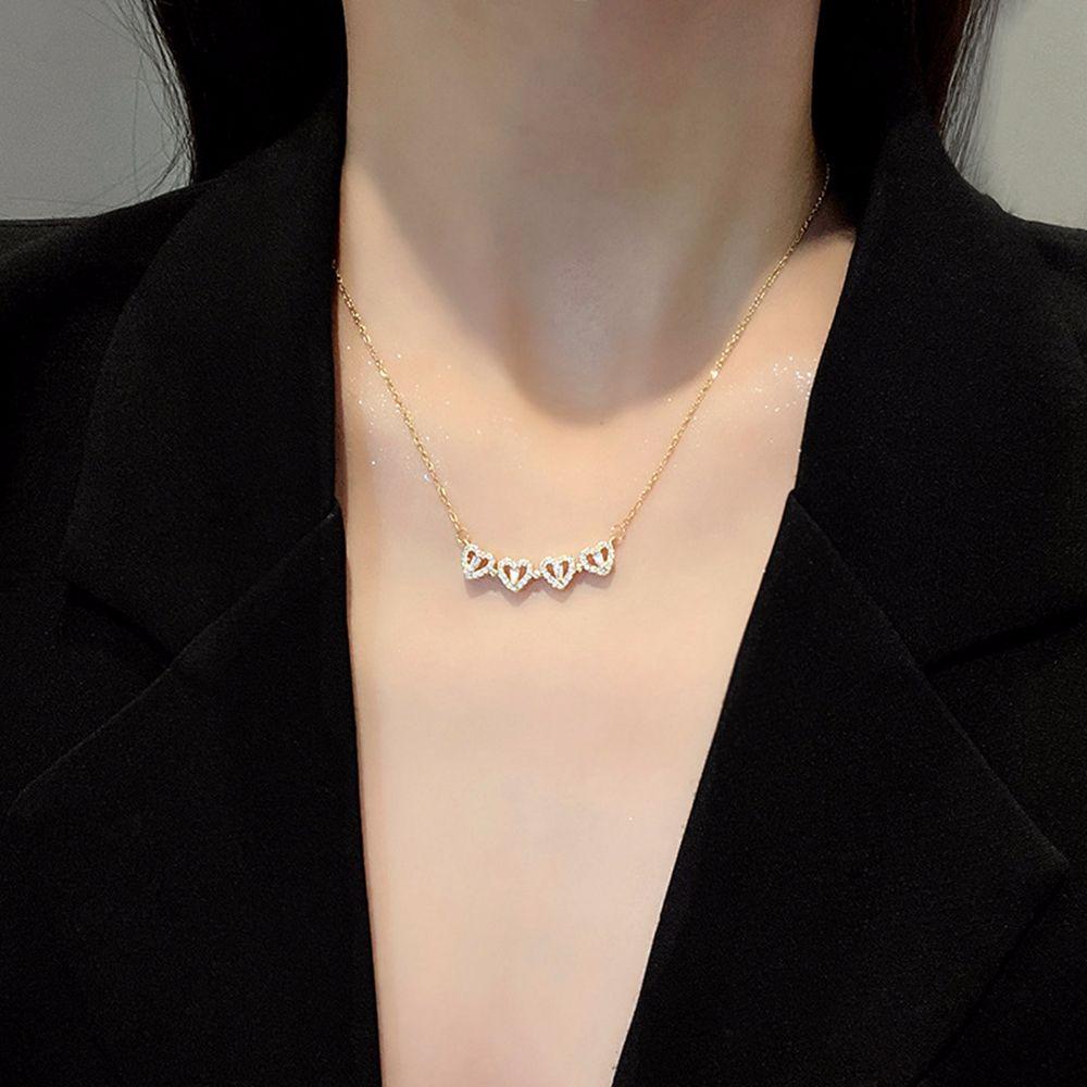 ANEMONE Vòng cổ Mặt Cỏ Bốn Lá Đính Đá Phong Cách Retro Thanh Lịch Cho Nữ