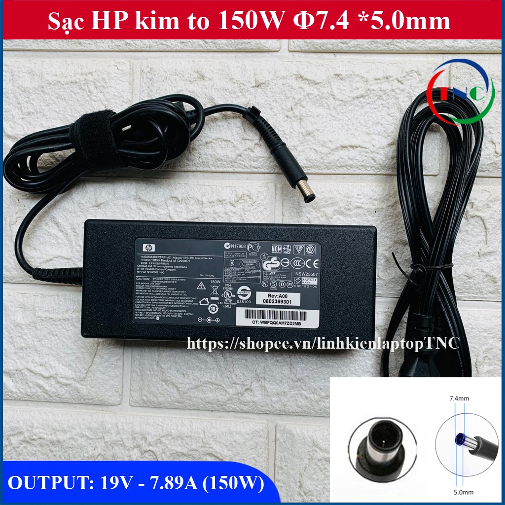 Sạc Laptop HP 150w 19V 7.89A / 19.5V 7.69A 8570w 8560w 8540w Hàng ZIN (Adapter HP 150w)