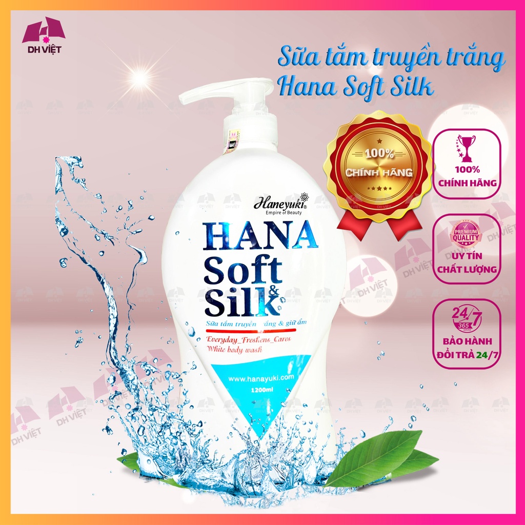 [Chính hãng+quà] Sữa tắm dưỡng da truyền trắng Hana soft silk 1200ml, sữa tắm nước hoa dưỡng ẩm - dhviet
