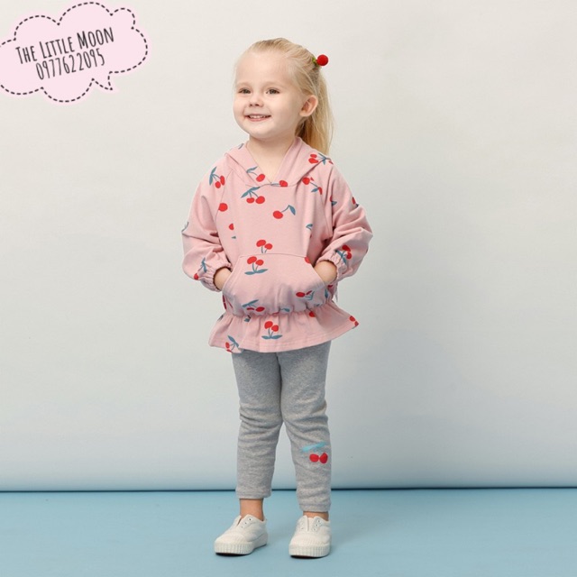 Bộ nỉ cherry bé gái size 90-120 (2-5y)