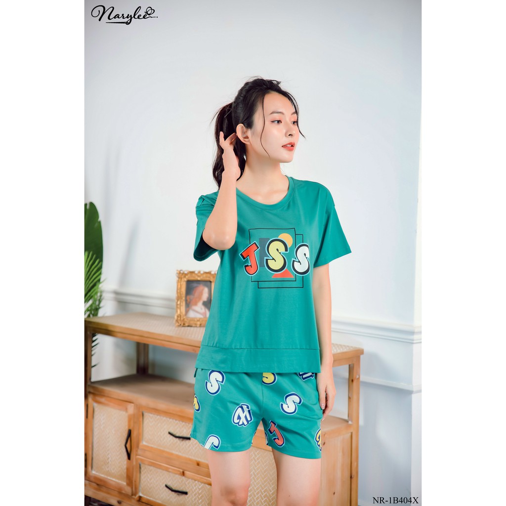 Bộ đồ mặc nhà cao cấp áo cộc quần lửng 100% cotton cao cấp Narylee NR-1B404