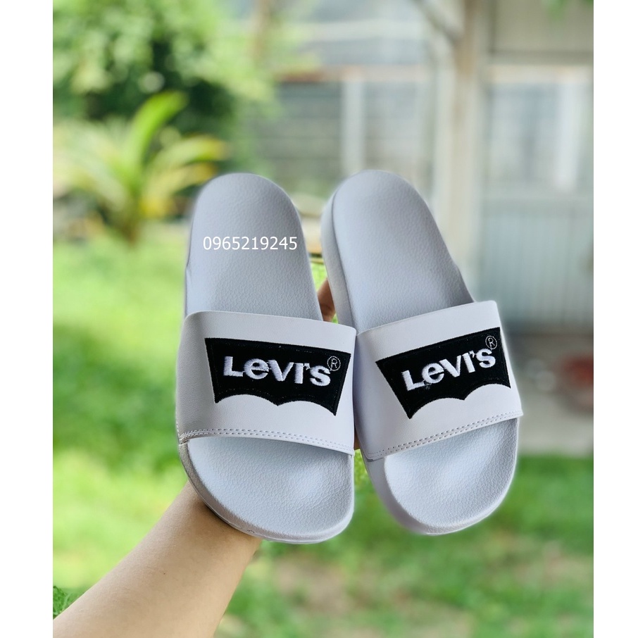 ♥️ Freeship+Hộp ♥️ Dép 𝐋𝐄𝐕𝐈❜𝐒, dép quai ngang nam nữ, dép quai ngang thể thao nam nữ thêu chữ nổi màu trắng
