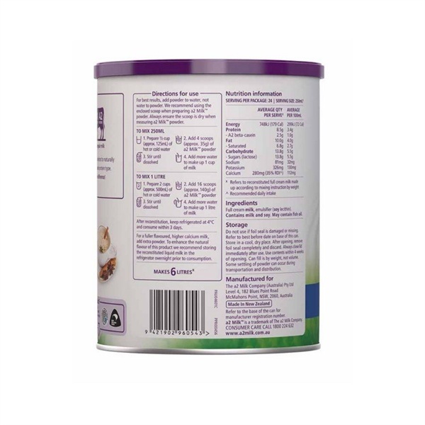 [LON 850g] Sữa Bột A2 Nguyên Kem - Nhập Khẩu Úc