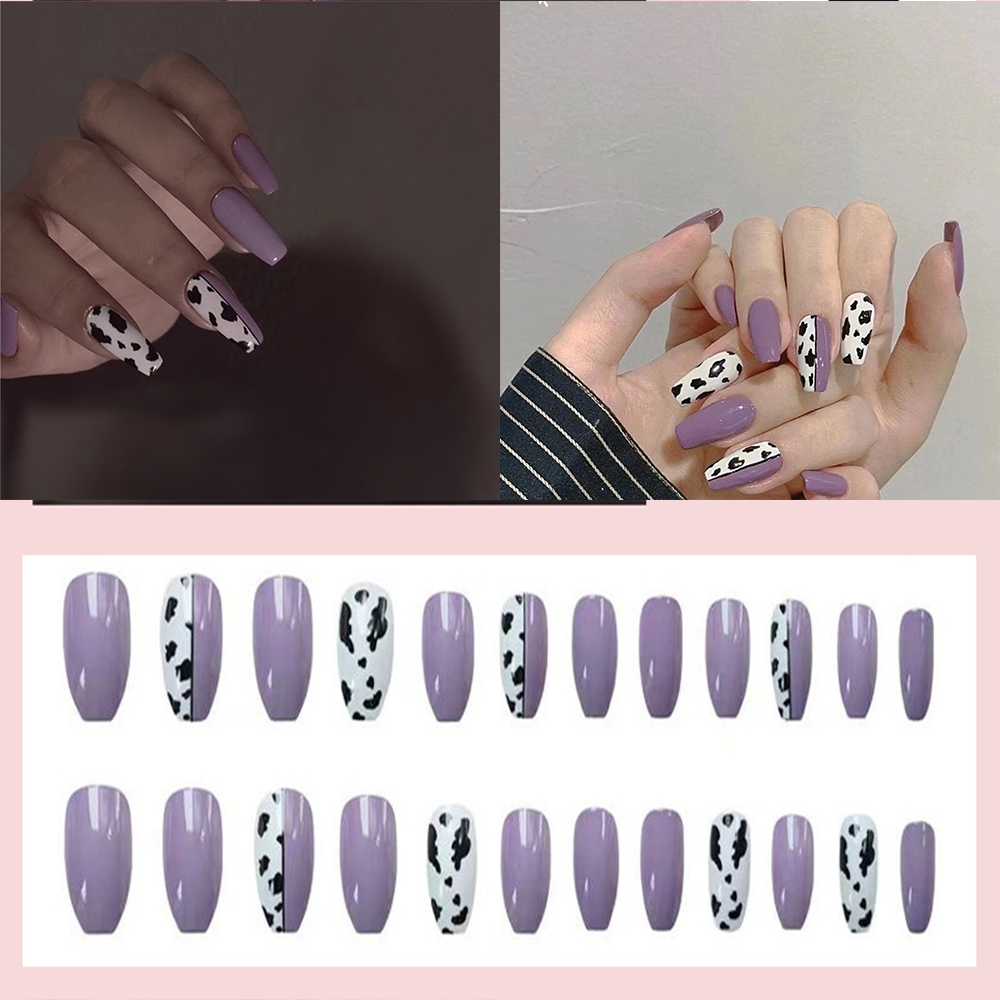 Bộ 24 Miếng Dán Móng Tay Họa Tiết Da Báo Cá Tính