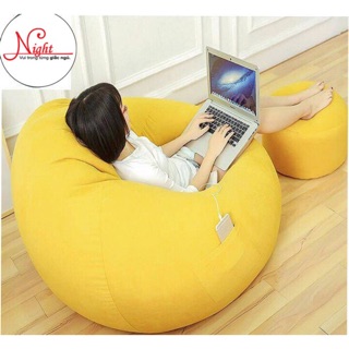 Ghế lười hạt xốp chất liệu vải kate phi (Big Size XL) có túi đựng điện thoại