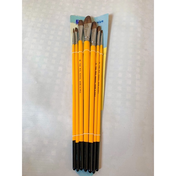 Bộ bút cán vàng 7 cây lông chồn MEMORY,chuyên vẽ màu acrylic