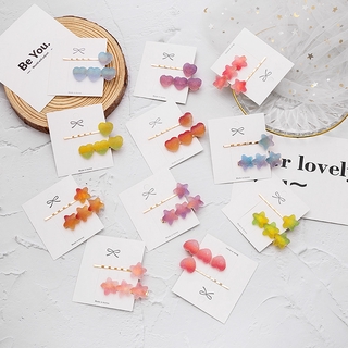 Set Kẹp Tóc Hình Ngôi Sao Và Trái Tim Nhiều Màu