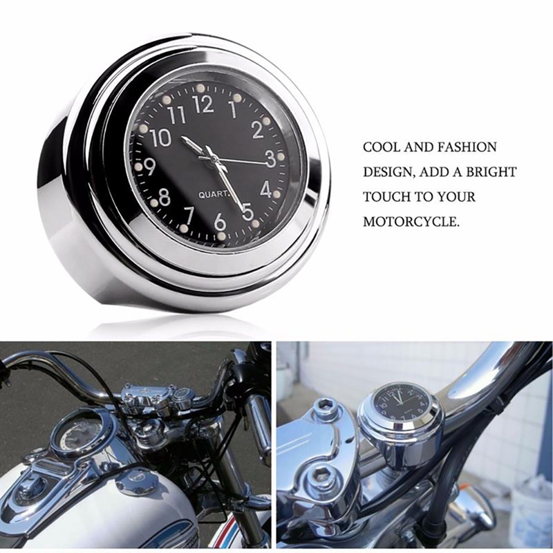 Set 2 Đồng Hồ Nhiệt Kế 7 / 8Inch Bằng Nhôm Chống Thấm Nước Gắn Tay Lái Xe Máy