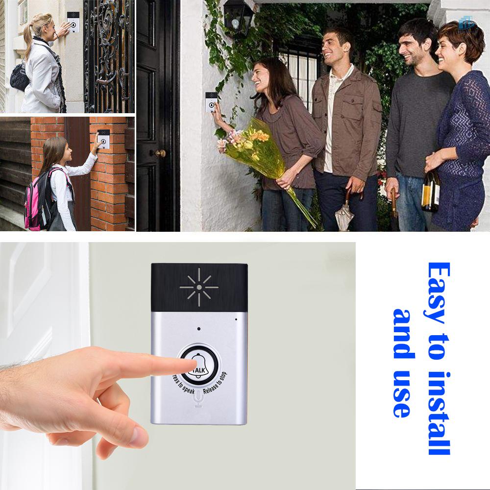 Chuông Cửa Liên Lạc 2 Chiều Không Dây 2 Chiều Có Nút Đơn Vị Thông Minh 2 Chiều Màu Bạc Cho Nhà Ở