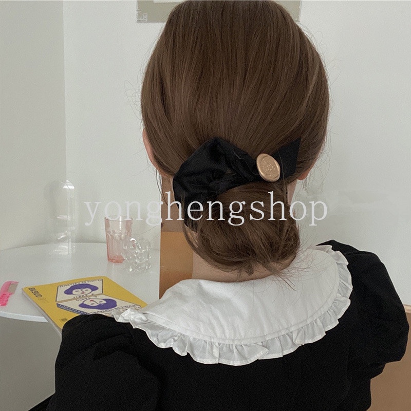 Dây Buộc Tóc Co Giãn Đính Nơ Phong Cách Retro Pháp Đơn Giản Cho Nữ