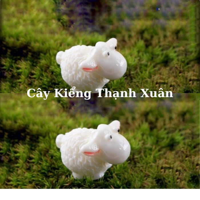 Phụ kiện trang trí tiểu cảnh Cừu lông xù, trang trí sen đá, xương rồng