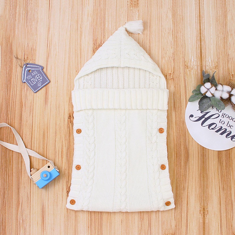 Túi Ngủ Dệt Kim Giữ Ấm Mùa Đông Có Nút Bấm Cho Bé Sơ Sinh