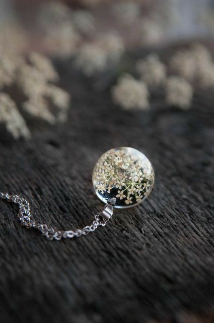 Gói 10 hoa khô Queen anne's lace ép khô dùng trang trí resin, móng tay, thiệp handmade