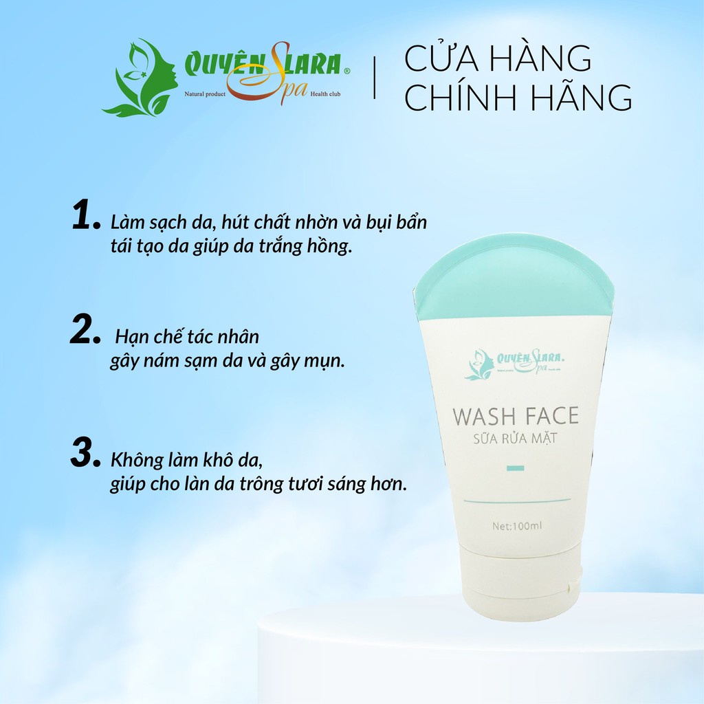 [Chính hãng]Sửa Rửa Mặt Wash Face QUYÊN LARA Giúp Loại Bỏ Bã Nhờn,Bụi Bẩn,Tẩy Da Chết Giúp Da Sáng Mịn Hơn100ml