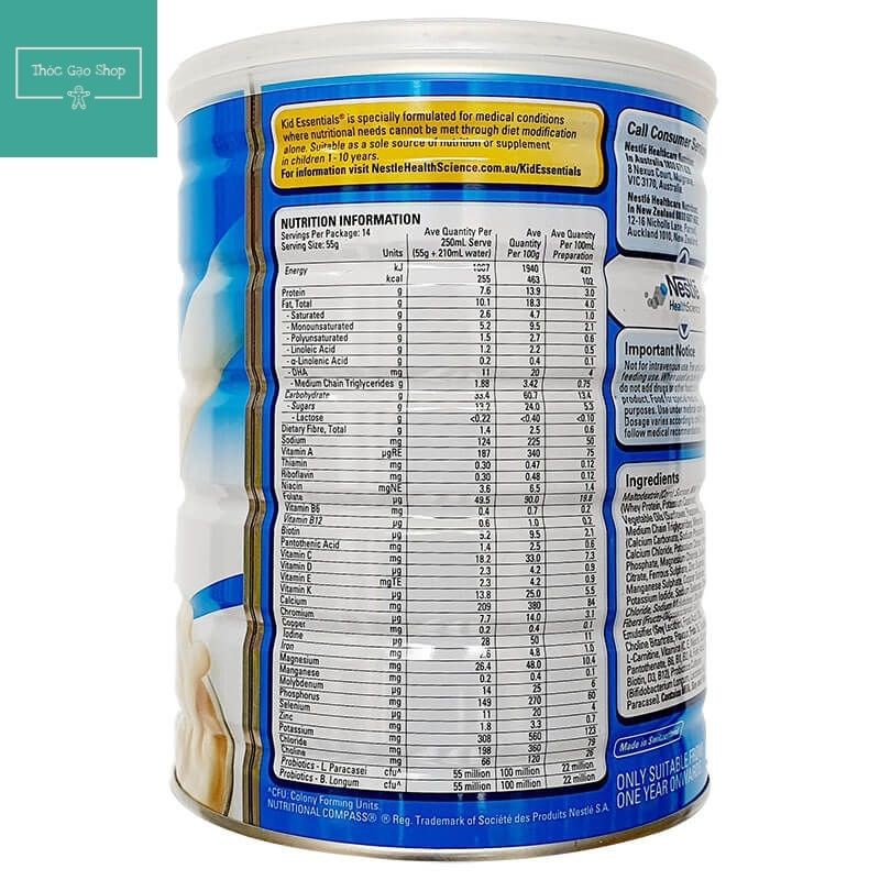 [KÈM QUÀ] Sữa Kid Essentials 800g chuẩn hàng Úc HSD 2022 cao năng lượng giúp bé tăng cân tốt