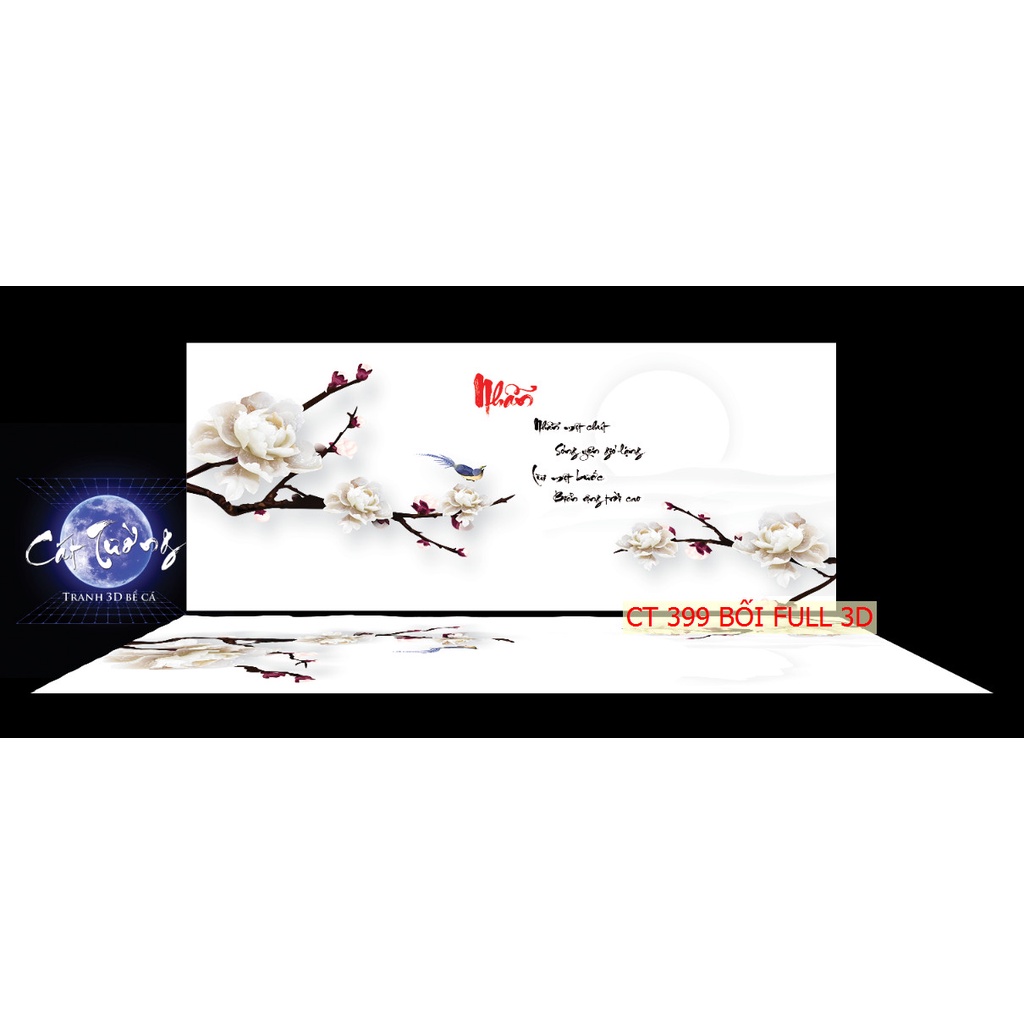 tranh 3d. tranh dán bể cá thủy sinh, bể cá rồng (tranh lưng)