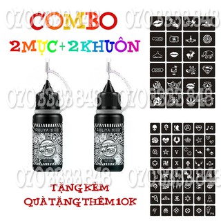 [HOT]Xăm tạm thời 15 ngày Màu Đen Xanh ( 2 Mực tặng 2 khuôn Kèm Qùa Tặng 10K )