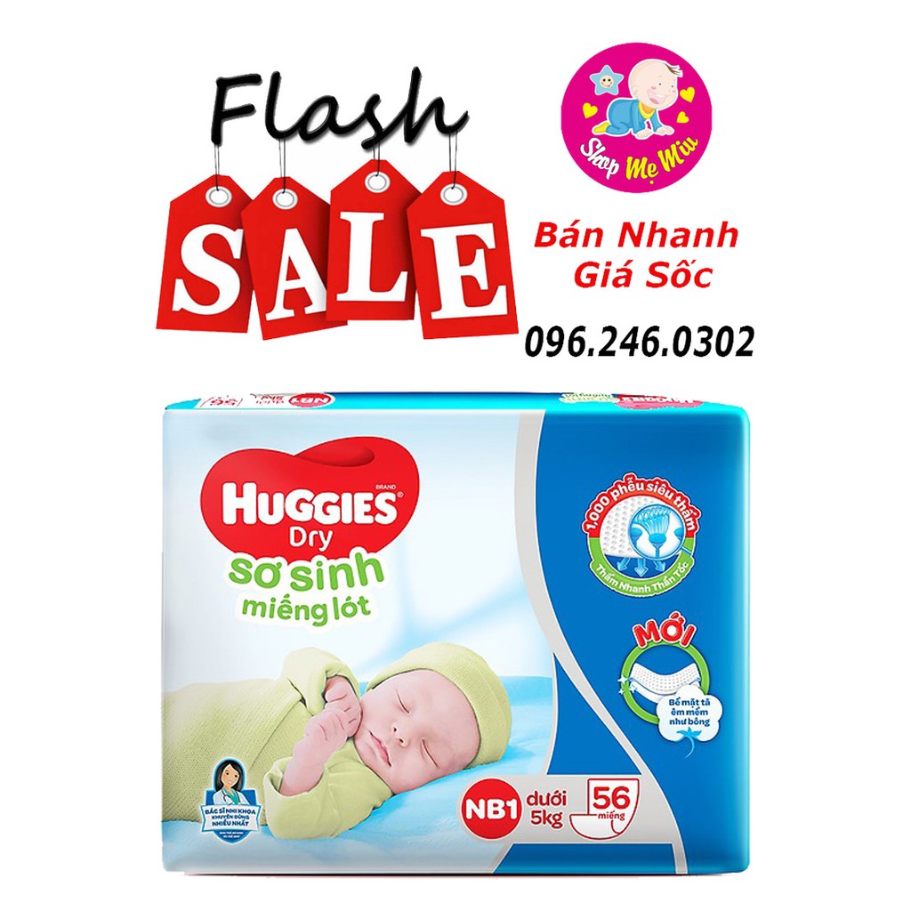 [Vũng Tàu] Miếng lót sơ sinh Huggies Newborn NB1 56/ NB1 100/ NB2 60