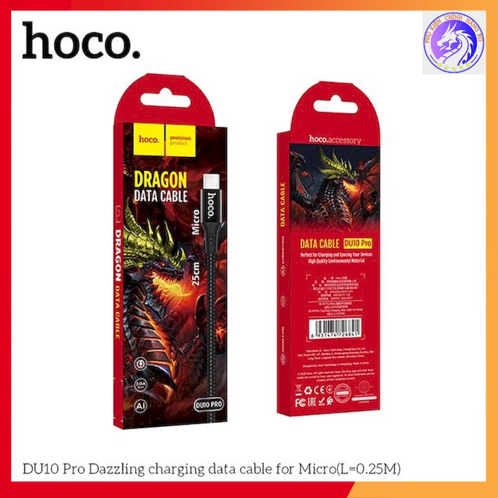 CÁP SẠC NHANH DÂY DÙ MICRO 3.0A HOCO DU10 PRO - DÀI 0.25M