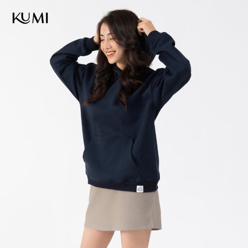Áo Hoodie Nữ Dài Tay Có Mũ Chất Nỉ Bông Cao Cấp Kumi, Áo Nỉ Nữ Basic Có Mũ Thời Trang Trẻ Trung Năng Động - Xanh Than | BigBuy360 - bigbuy360.vn