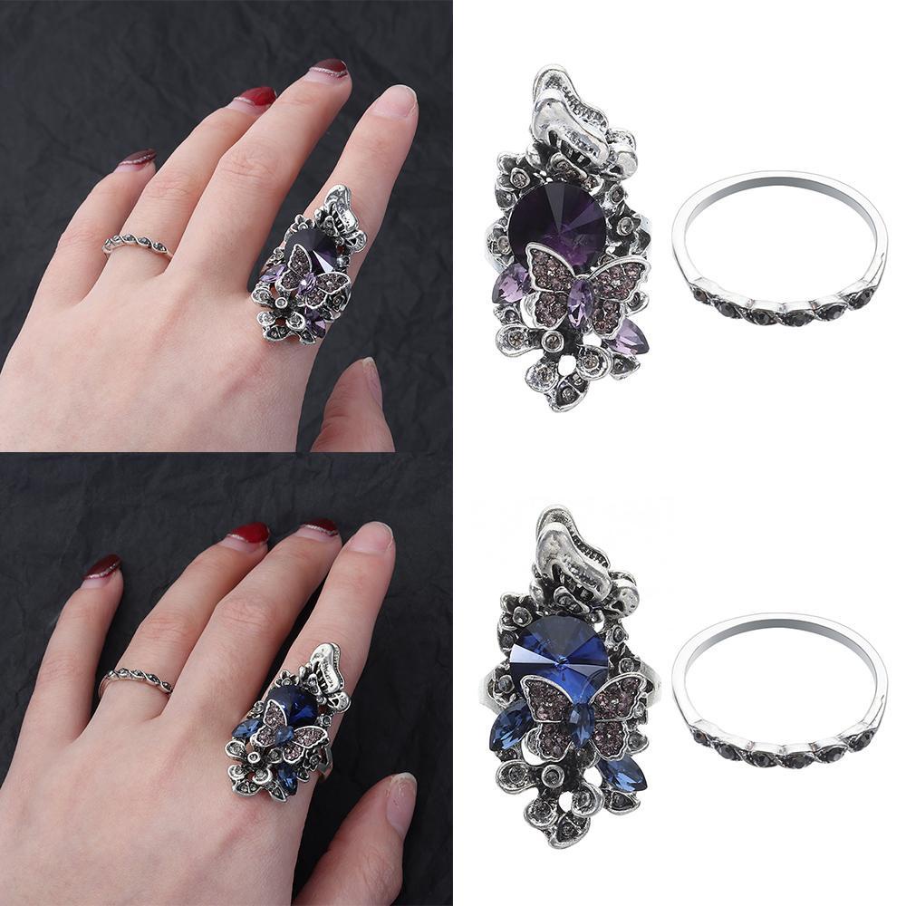 Nhẫn Hình Bướm Đính Đá Thạch Anh Tím Thời Trang Dành Cho Nữ