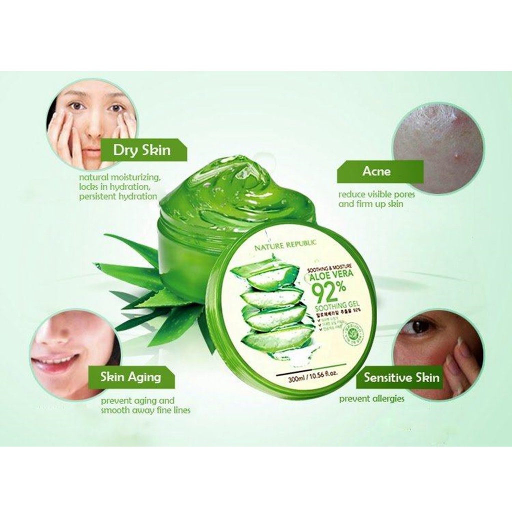 Gel dưỡng Nature Republic Soothing &amp; Moisture Aloe Vera 92% Soothing Gel