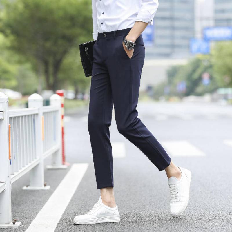 Phiên bản Hàn Quốc dày dặn co giãn hợp thời trang ôm vừa vặn chân nhỏ Quần tây nam quần âu nam thứ 9 quần âu nam